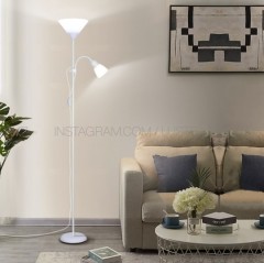 Напольный хайтек торшер двухламповый направляющий (Черный и белый)