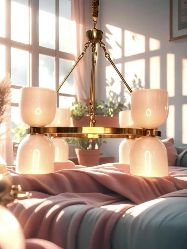 Люстра 5110 на 8 белых плафонов