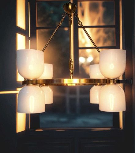 Люстра 5110 на 8 белых плафонов