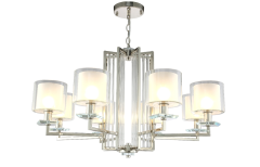 Люстра подвесная на 8 стаканов, цоколь E14+Led, цвет хром
