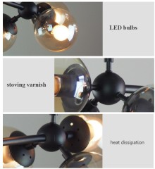 Люстра Молекула черная на 5 ламп