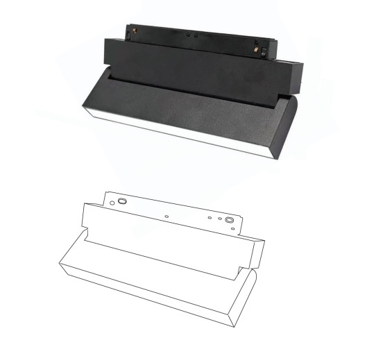 Магнитный трековый матовый поворотный светильник 12W 22CM LUX