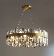 Люстра хрустальная в американском стиле, диаметр 100см, цвет латунь.