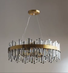 Люстра хрустальная в американском стиле, диаметр 100см, цвет латунь.