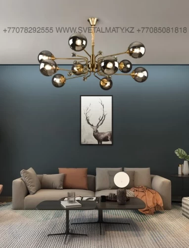 Люстра на 10 ламп в цвете Медь