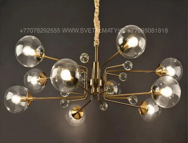 Люстра на 10 ламп в цвете Медь