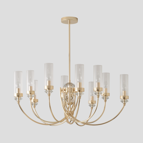 Люстра «Imperial Glass 8» — Золотая Классика с Прозрачными Стеклянными Плафонами