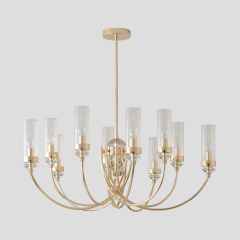 «Imperial Glass 8» люстрасы — мөлдір шыны плафондары бар алтын түсті классика