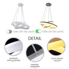 Белая LED люстра Кольца 60+40см