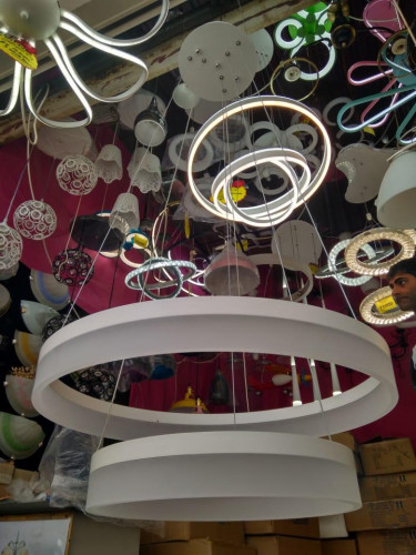 Белая LED люстра Кольца 60+40см