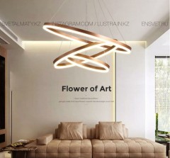 Современная подвесная люстра в медном цвете, на 3 кольца. Код: 2960-80*60*40GD