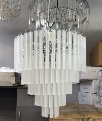 Люстра подвесная каскадная на 12 ламп, цвет хром 