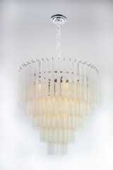 Люстра подвесная каскадная на 12 ламп, цвет хром 