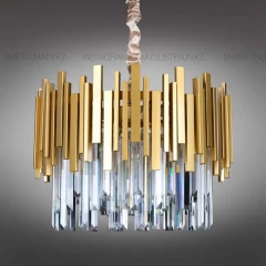 Люстра подвесная, цвет золото. Цоколь Е14. Кол-во ламп: 15. Высота без цепи: 31см. Диаметр: 75 см.