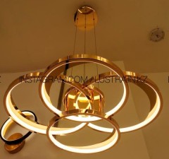 Люстра светодиодная на 4 кольца. Цвет золото. Код: D8824-4GD