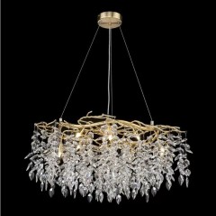 Люстра подвесная хрустальная, хрусталь в форме лепестка, цоколь g9