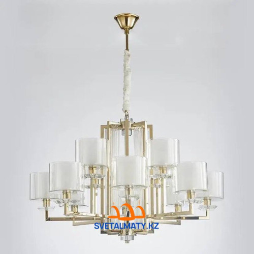 Люстра подвесная на 12 стаканов, цоколь E14+Led, цвет золото