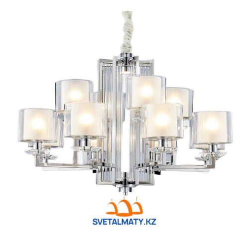 Люстра подвесная на 12 стаканов, цоколь E14+Led, цвет хром