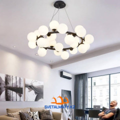 Люстра на 25 лампочек с белыми плафонами в стиле Post-modern 9649-25 BK