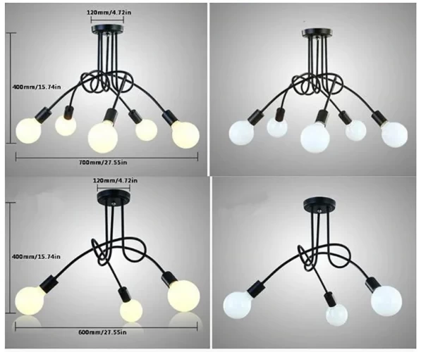 Люстра в стиле Loft черная на 3 лампочки