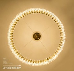 LED люстра круглая золотая 60 см. с хрусталем