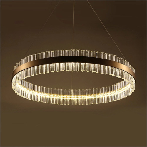 LED люстра круглая золотая 60 см. с хрусталем