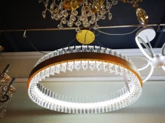 LED люстра круглая золотая 60 см. с хрусталем