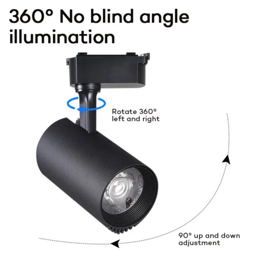 Трековый черный COB-спот линзованный яркий 20W-30W PRO