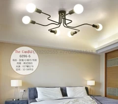 Потолочная люстра черная &quot;Паук&quot; на 6 ламп