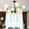 Люстра потолочная/подвесная 8044 на 12 матовых шаров, цвет черный