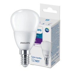 Лампа PHILIPS EcohomeLEDLustr e5W 500lm E14840P45 Нейтральный цвет