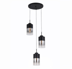 Подвесной трех-ламповый светильник черный-серый