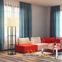 Элагантный деревянный торшер с 3 полками (Белый, Черный, Бежевый)