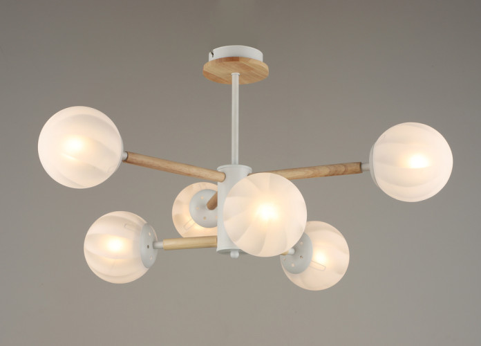 Светильник потолочный N4884/6 6х40W E14 белый/дерево