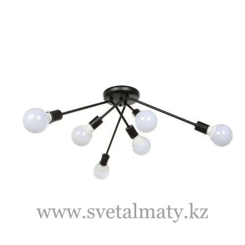 Люстра потолочная черная 6-ти ламповая в стиле Modern