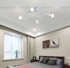 Потолочная люстра белая &quot;Паук&quot; на 4 лампы