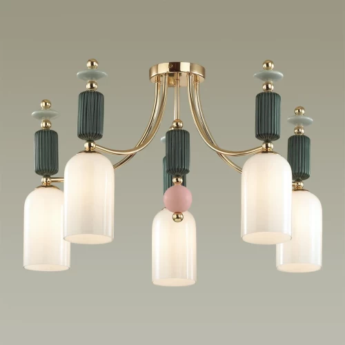 Люстра потолочная золото/разноцветн./стекло  E14 5*40W.  Код товара: 4861/5C