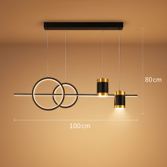 Подвесная люстра с LED‑кольцами и цилиндрами 100×80 см