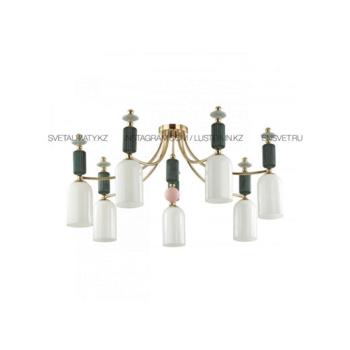 Люстра потолочная золото/разноцветная./стекло  E14 - 7 ламп / Код товара: 4861/7C