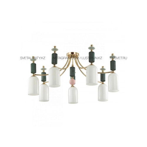Люстра потолочная золото/разноцветная./стекло  E14 - 7 ламп / Код товара: 4861/7C