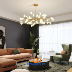 Золотая люстра с белыми лепестками 9598-45 GD