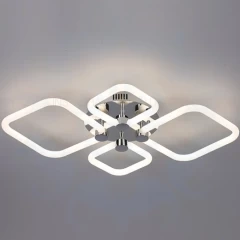 Люстра светодиодная SMD-2100 на 4 ромба, цвет хром+белый