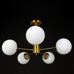 Люстра современная латунь, 5 плафонов, 45×67 см