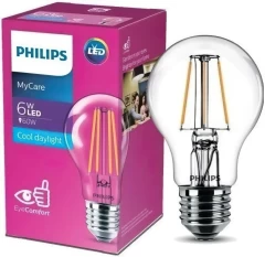 PHILIPS Лампа LED Classic 6-60W A60 E27 865 CL ND Холодный цвет