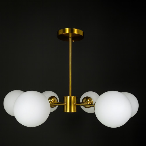 Люстра современная латунная, 6 плафонов, 45×75 см