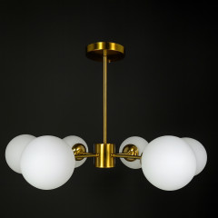 Люстра современная латунная, 6 плафонов, 45×75 см