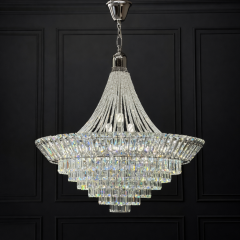 Каскадная хрустальная люстра в цвете хром 