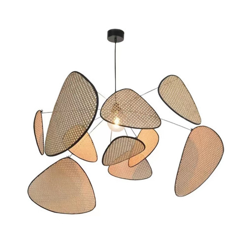 Дизайнерская люстра с треугольными рассеивателями из бамбукового плетения в стиле ретро