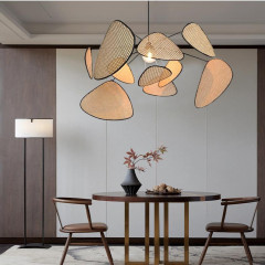 Дизайнерская люстра с треугольными рассеивателями из бамбукового плетения в стиле ретро