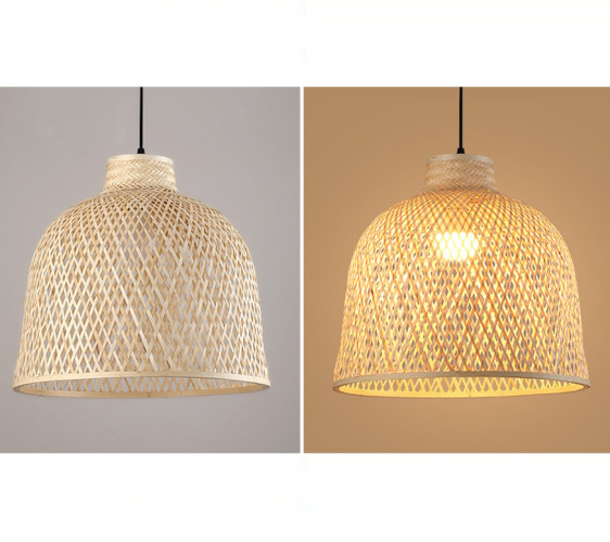 Плетеная люстра "Природный шарм", E27, два варианта размера, регулируемая высота